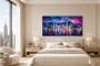 Leuchtende Skyline als Acrylbild oder Modernes Wandbild