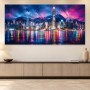 Leuchtende Skyline als Acrylbild oder Modernes Wandbild