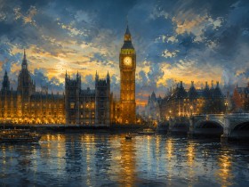 London bei Abendlicht als Kunstdruck oder Gallery Print
