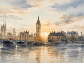 London Skyline bei Sonnenaufgang als Wandbild oder Fine Art Print