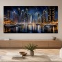 Nächtliche Skyline am Wasser, Architektur oder Modernes Wandbild