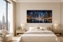 Nächtliche Skyline am Wasser, Architektur oder Modernes Wandbild