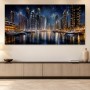 Nächtliche Skyline am Wasser, Architektur oder Modernes Wandbild