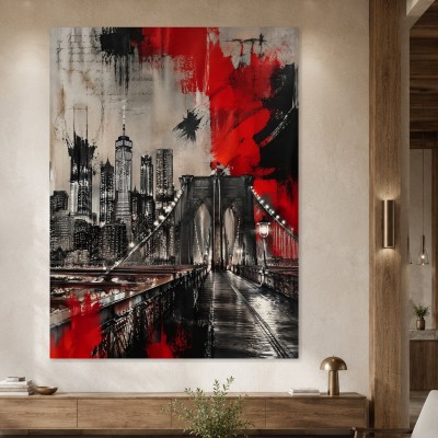 New York Skyline auf Brooklyn Bridge, Wandbild oder Kunstdruck
