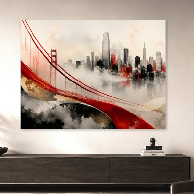 Golden Gate Bridge und Skyline als Modernes Wandbild oder Kunstdruck