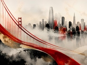 Golden Gate Bridge und Skyline als Modernes Wandbild oder Kunstdruck