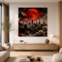 Tokyo Skyline bei rotem Mond, Wandbild oder Fine Art Print