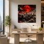 Tokyo Skyline bei rotem Mond, Wandbild oder Fine Art Print