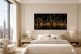 Goldene Skyline als Acrylbild oder Luxus Wandbild