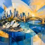Sydney Harbour Bridge und Opernhaus als Modernes Wandbild, Fine Art Print