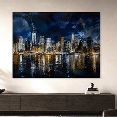 New York Skyline als Wandbild oder Kunstdruck in edler Nachtansicht
