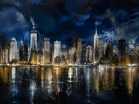 New York Skyline als Wandbild oder Kunstdruck in edler Nachtansicht