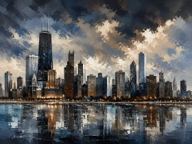 Skyline von Chicago als Leinwand oder Fine Art Print
