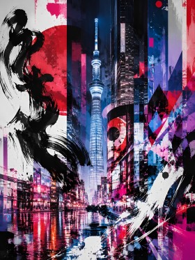 Tokyo Skyline bei Nacht, Leinwand oder Acryl als urbanes Statement Tokyo Skyline bei Nacht, Leinwand oder Acryl als urbanes Statement