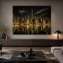 Goldene Skyline bei Nacht als Wandbild oder Acrylbild