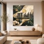 Urbanes Skyline Kunstwerk und Acrylbild mit tropischer Eleganz