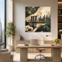 Urbanes Skyline Kunstwerk und Acrylbild mit tropischer Eleganz