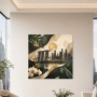 Urbanes Skyline Kunstwerk und Acrylbild mit tropischer Eleganz