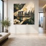 Urbanes Skyline Kunstwerk und Acrylbild mit tropischer Eleganz