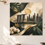 Urbanes Skyline Kunstwerk und Acrylbild mit tropischer Eleganz