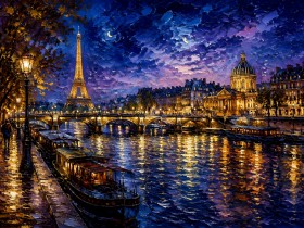 Paris bei Nacht als Wandbild oder Fine Art Print