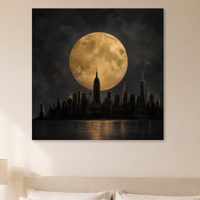 New York Skyline bei Vollmond als Acrylbild oder Fine Art Print