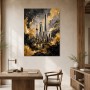 Shanghai Skyline zwischen Leinwand und Poster in Gold und Schwarz