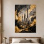 Shanghai Skyline zwischen Leinwand und Poster in Gold und Schwarz