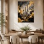 Shanghai Skyline zwischen Leinwand und Poster in Gold und Schwarz