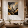Shanghai Skyline zwischen Leinwand und Poster in Gold und Schwarz