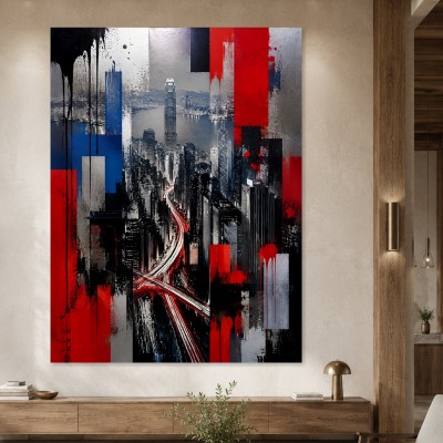 Hongkong Skyline als Kunstdruck oder Gallery Print in expressiver Dynamik