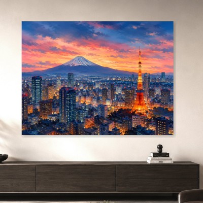 Tokyo Skyline mit Tokyo Tower als Poster oder Kunstwerk