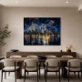 Nächtliche Skyline von Manhattan als Leinwand oder Acrylbild