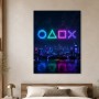 Neon Skyline mit Symbolen als Acrylbild oder Gallery Print