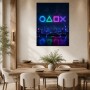 Neon Skyline mit Symbolen als Acrylbild oder Gallery Print