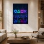 Neon Skyline mit Symbolen als Acrylbild oder Gallery Print