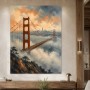 Golden Gate Bridge zwischen Nebel, Leinwand oder Kunstdruck