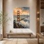 Golden Gate Bridge zwischen Nebel, Leinwand oder Kunstdruck