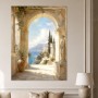 Mediterrane Arkade am Meer als Leinwand oder Poster