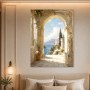 Mediterrane Arkade am Meer als Leinwand oder Poster