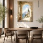 Mediterrane Arkade am Meer als Leinwand oder Poster
