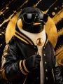Stylischer Pinguin mit Goldakzenten als Poster oder Leinwand