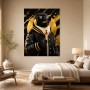 Stylischer Pinguin mit Goldakzenten als Poster oder Leinwand