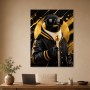 Stylischer Pinguin mit Goldakzenten als Poster oder Leinwand