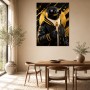 Stylischer Pinguin mit Goldakzenten als Poster oder Leinwand