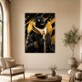 Stylischer Pinguin mit Goldakzenten als Poster oder Leinwand