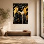 Stylischer Pinguin mit Goldakzenten als Poster oder Leinwand