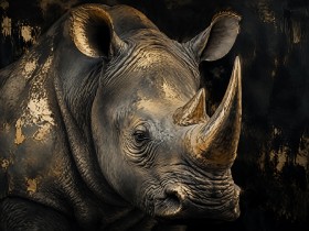 Rhino in Gold Glanz, Leinwand oder Fine Art Print
