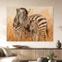 Zebra mit Jungtier als Leinwand oder Kunstdruck für stilvolle Räume