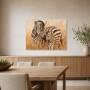 Zebra mit Jungtier als Leinwand oder Kunstdruck für stilvolle Räume
